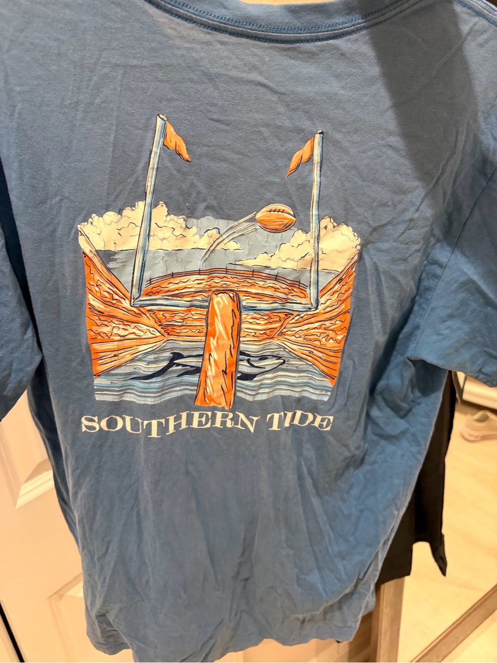 Southern Tide Black Tee with Gold Fish Logo
